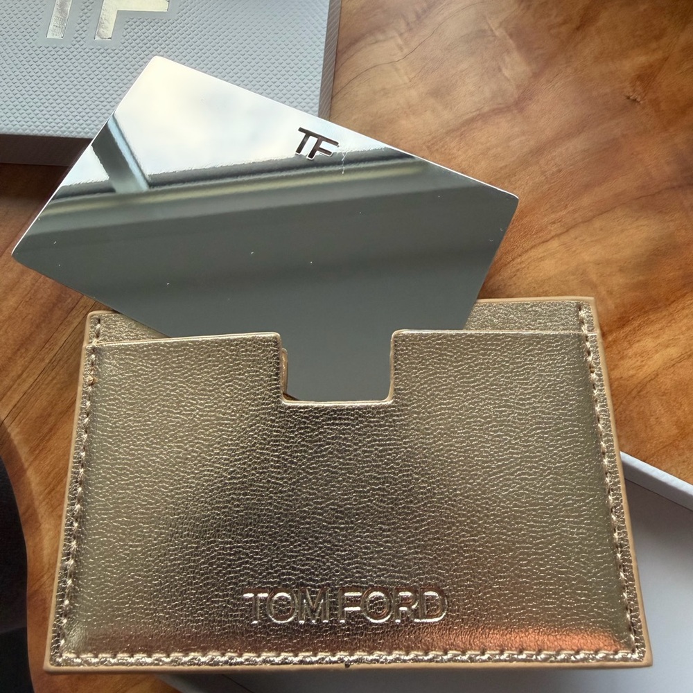 Tom Ford Metallic Gold Card Holder with Mirror